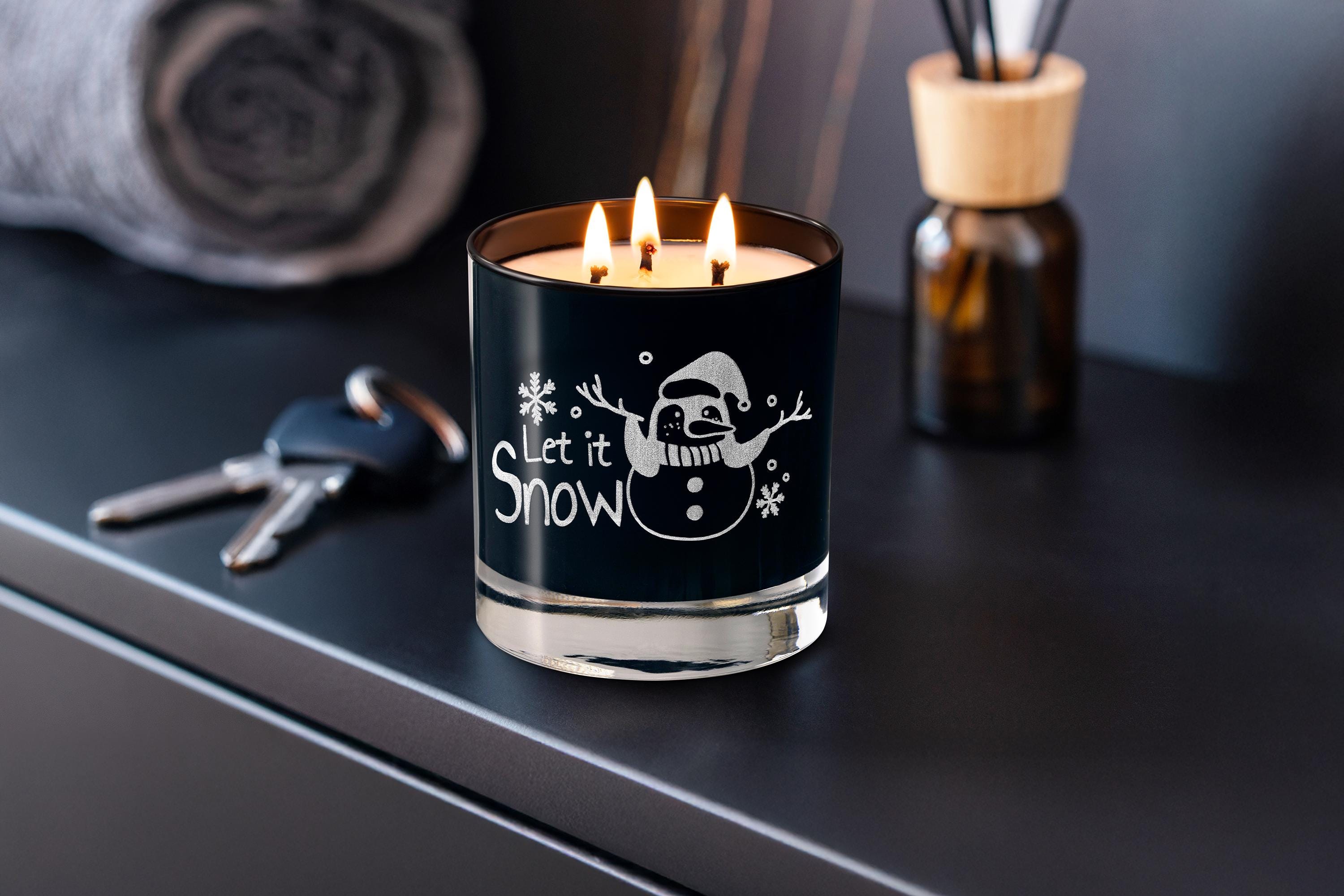 Cozy Winter Triple Wick Engraved Soy Candle Let It Snow Holiday Home Decor, Christmas gift for Him, Her