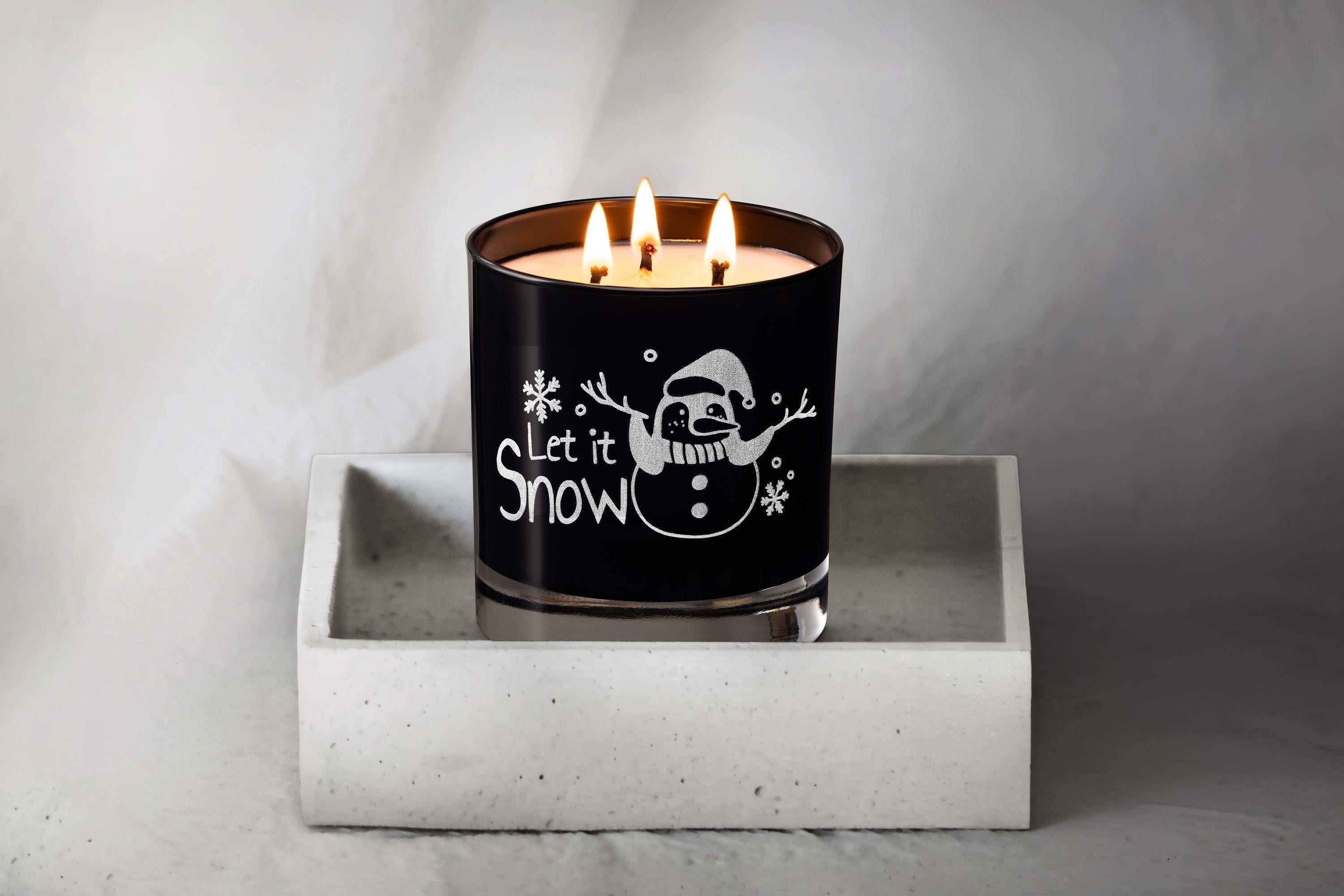 Cozy Winter Triple Wick Engraved Soy Candle Let It Snow Holiday Home Decor, Christmas gift for Him, Her