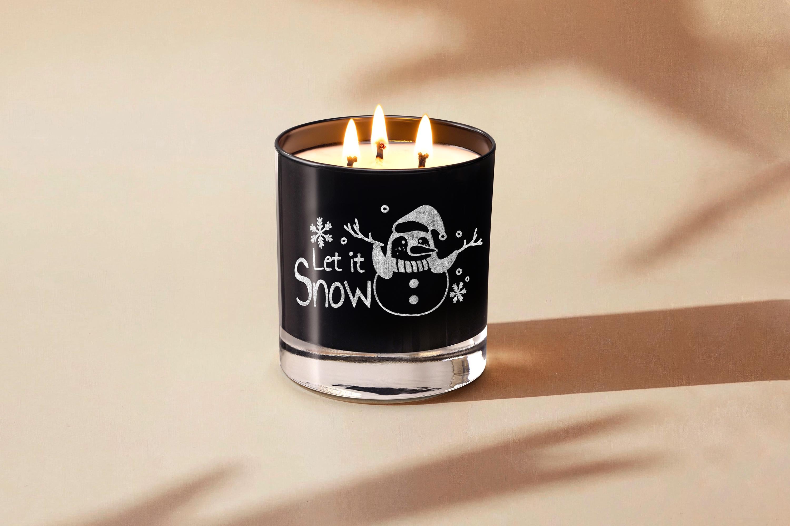Cozy Winter Triple Wick Engraved Soy Candle Let It Snow Holiday Home Decor, Christmas gift for Him, Her