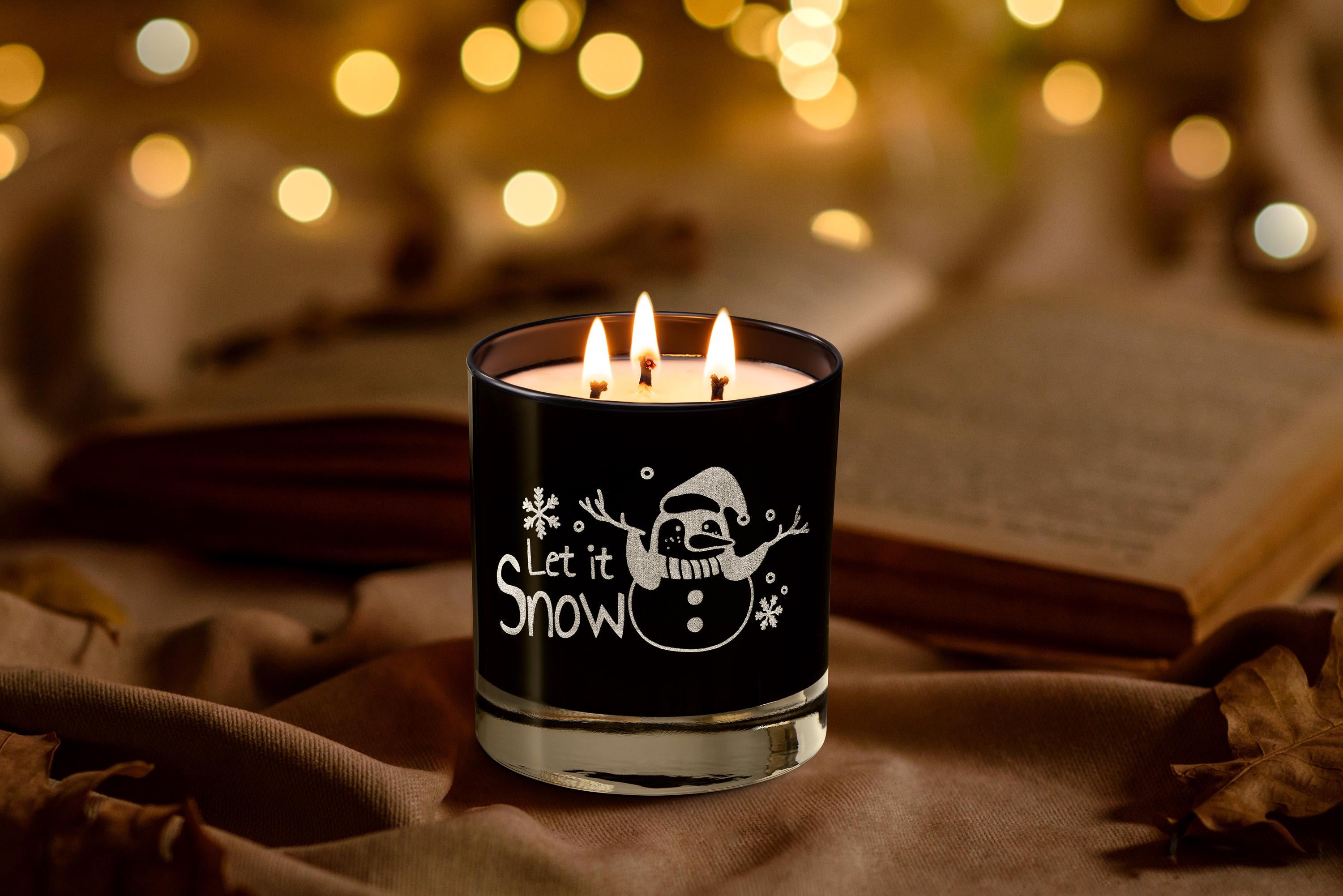 Cozy Winter Triple Wick Engraved Soy Candle Let It Snow Holiday Home Decor, Christmas gift for Him, Her