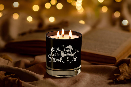Cozy Winter Triple Wick Engraved Soy Candle Let It Snow Holiday Home Decor, Christmas gift for Him, Her