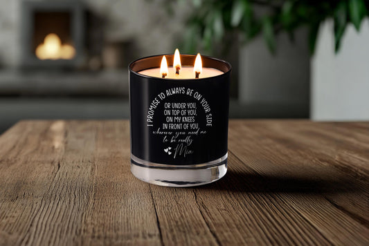 I Promise to Be on Your Side Personalized Engraved Triple Wick Soy Candle, Gift for Him, with gift box