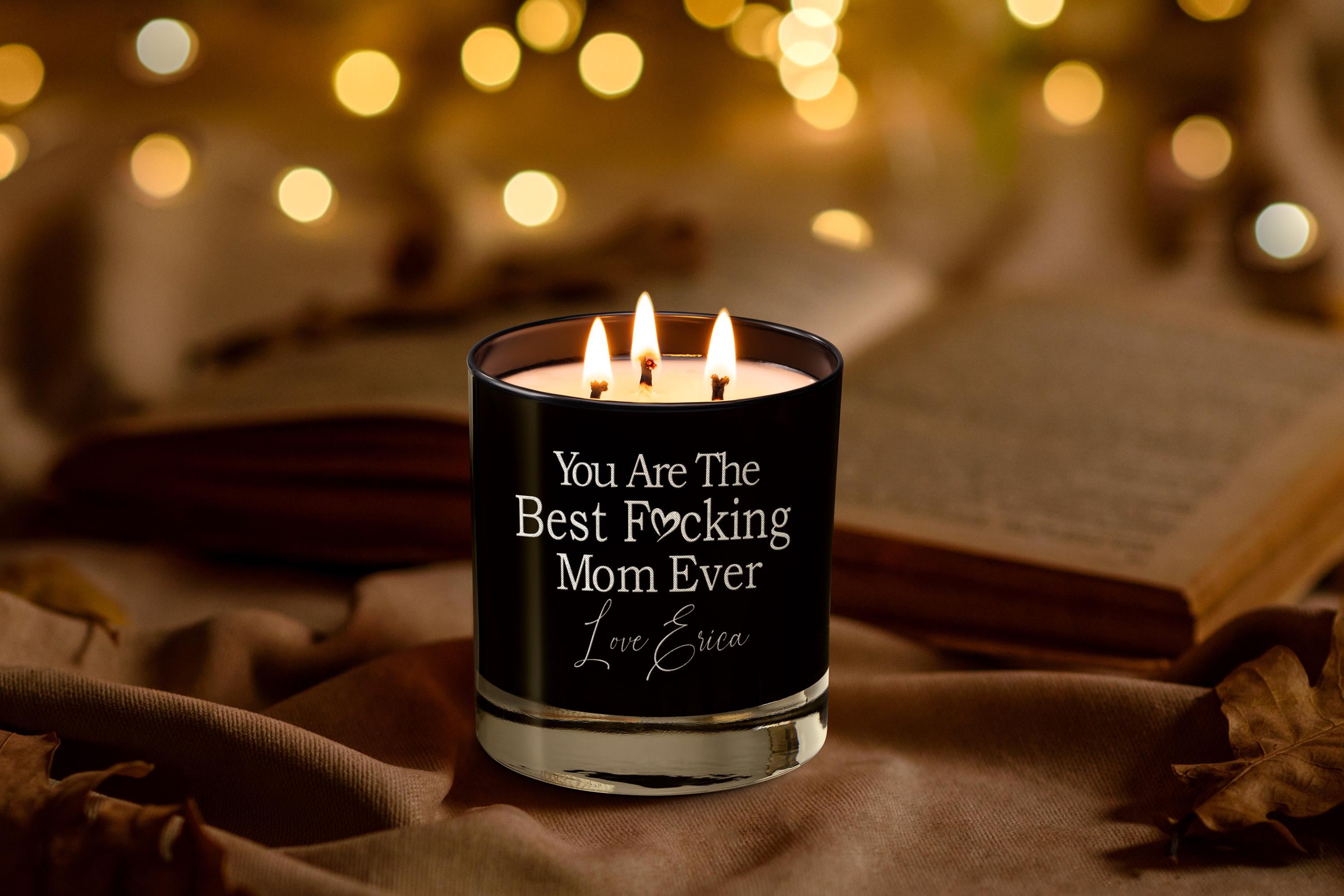 Best Mom Ever Custom Engraved Triple Wick Soy Candle - Birthday, Christmas Gift, Handmade from Daughter, Son, Kids, With Free Gift Box