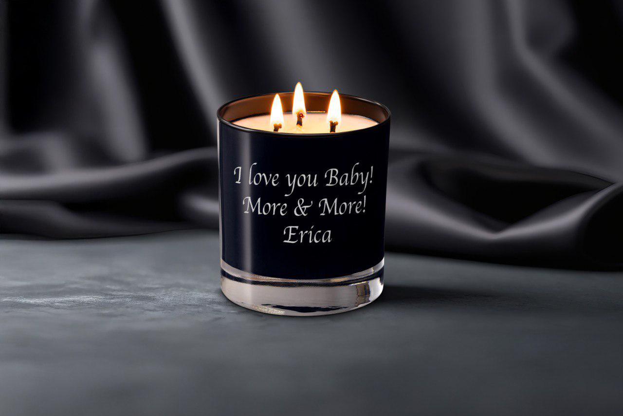 Personalized Handwriting Candle in Glass, Engraved Three Wick Soy Candle, Romantic Custom Message Gift for Him, Free Gift Box
