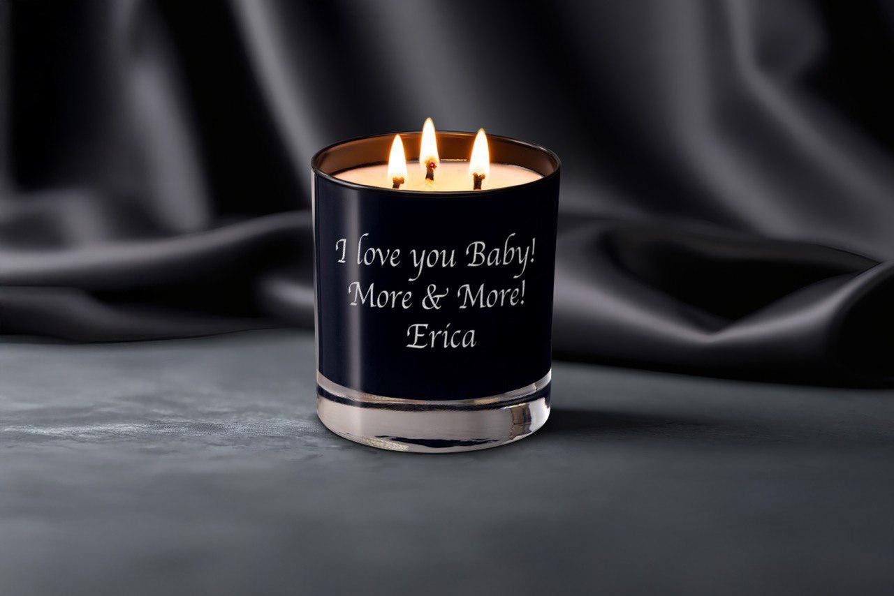 Custom Message Glass Candle, 3 Wick Engraved Soy Candle with Your Handwriting, Christmas Gift for Men, Husband or Dad, Free Gift Box