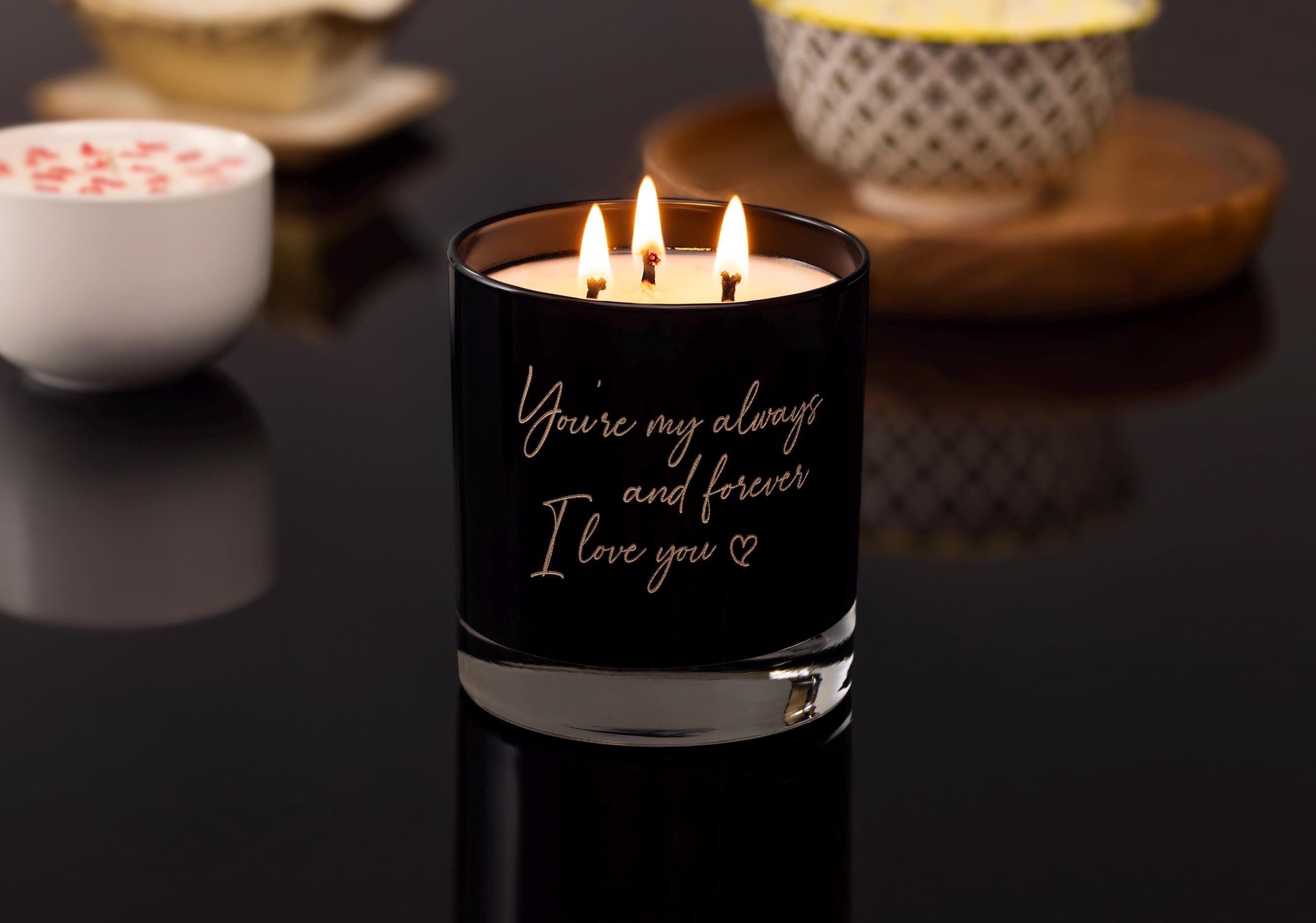 Engraved 3 Wick Soy Candle with Your Handwriting, Personalized Christmas Candle, Custom Message Glass Vessel, Gift for Husband or Dad