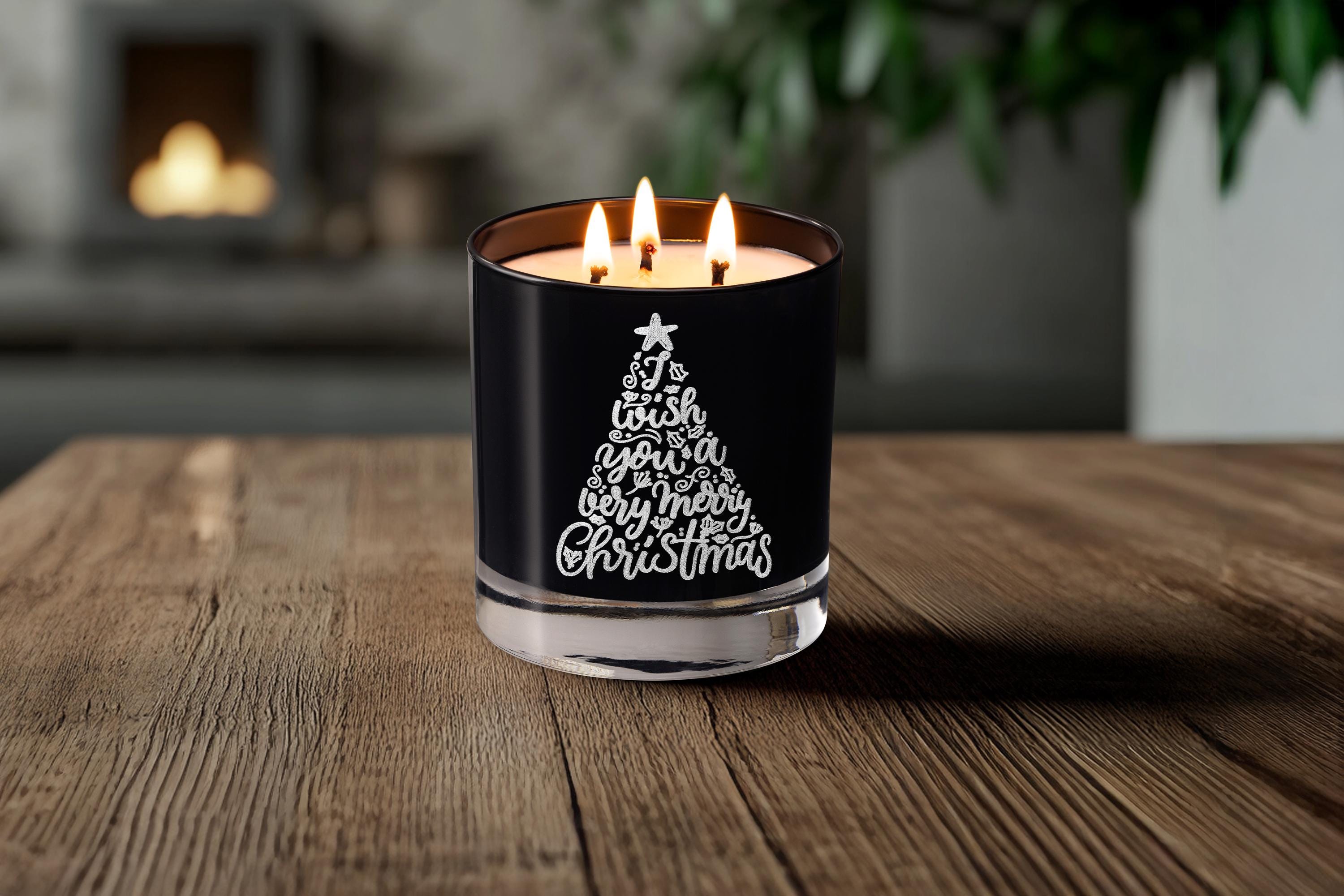 Engraved Christmas Soy Candle with Tree Design Perfect Holiday Gift for Friends, Him, Husband