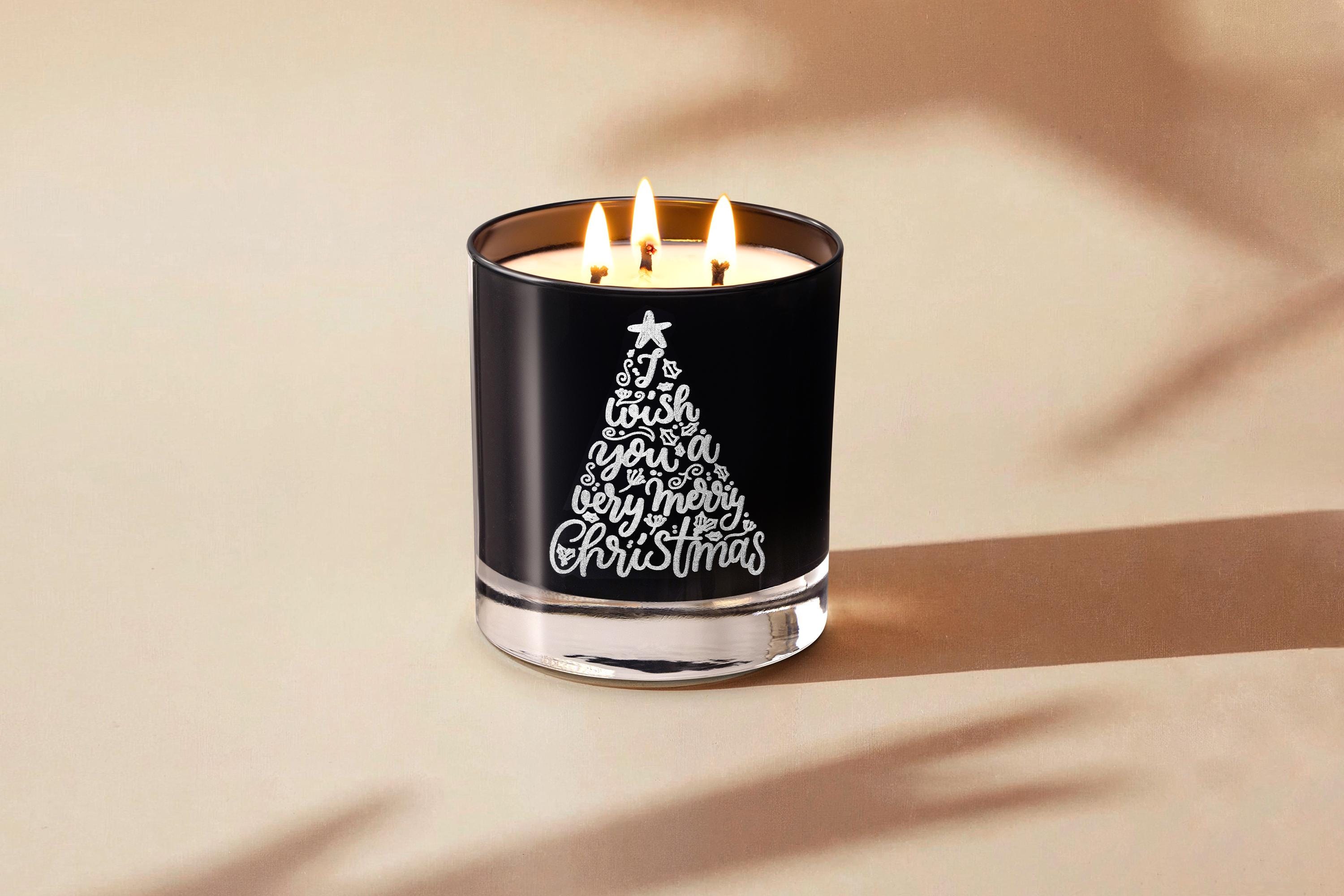 Engraved Christmas Soy Candle with Tree Design Perfect Holiday Gift for Friends, Him, Husband