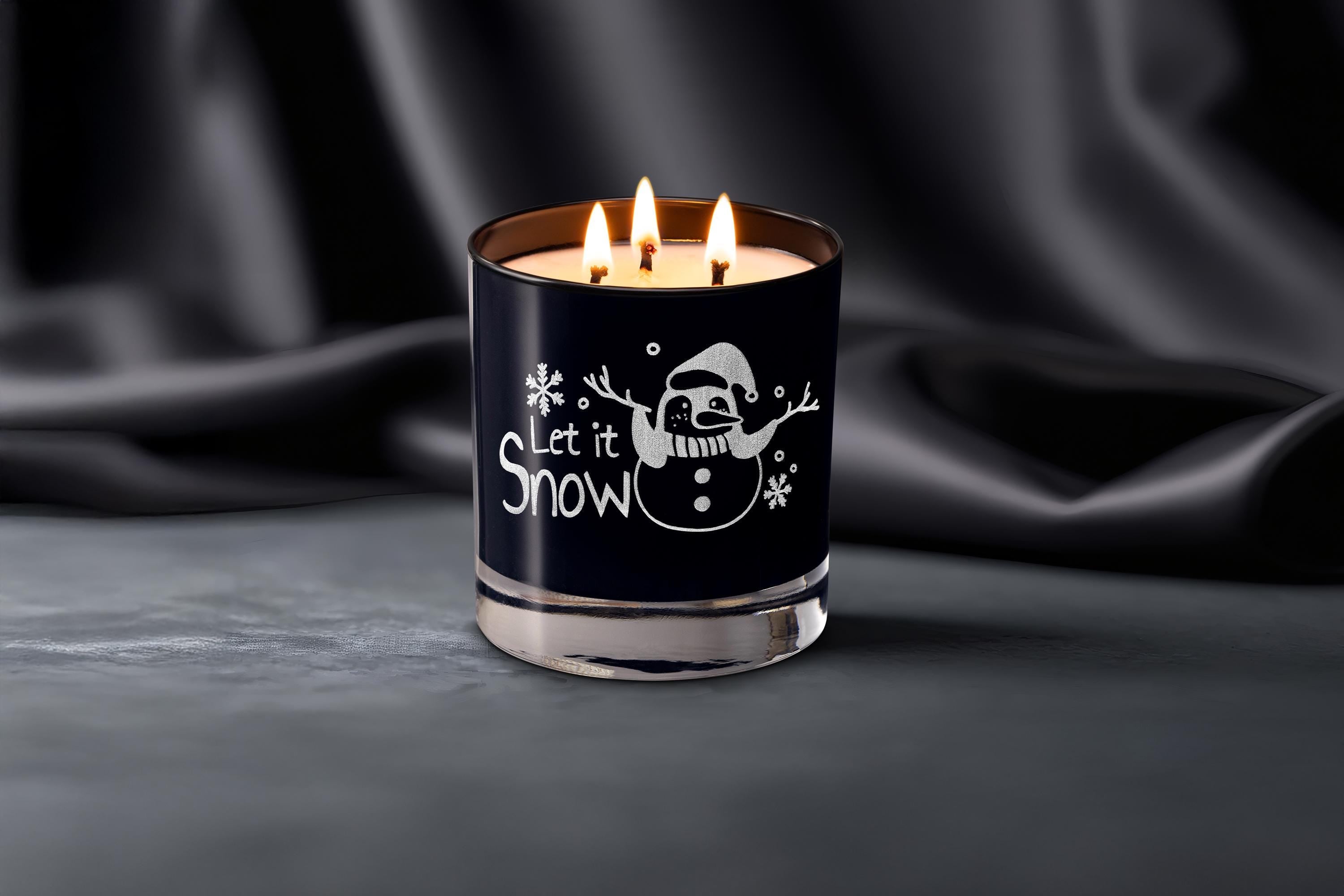 Cozy Winter Triple Wick Engraved Soy Candle Let It Snow Holiday Home Decor, Christmas gift for Him, Her