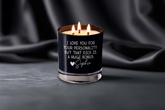 Personalized Engraved Triple Wick Soy Candle Funny I Love You but Your D*ck Is Bonus, Gift for Him, with gift box