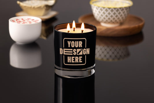 Design or Logo Engraved Triple Wick Soy Candle Fully Custom Personalized Candle, Add Your Text Artwork or Handwriting Engraving