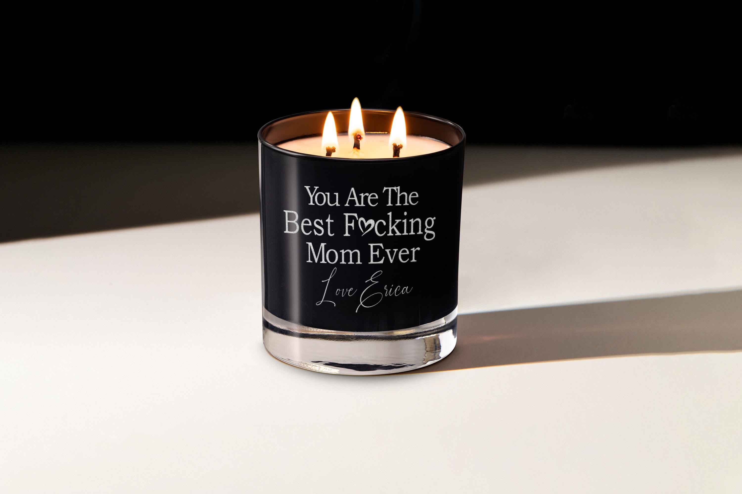 Best Mom Ever Custom Engraved Triple Wick Soy Candle - Birthday, Christmas Gift, Handmade from Daughter, Son, Kids, With Free Gift Box