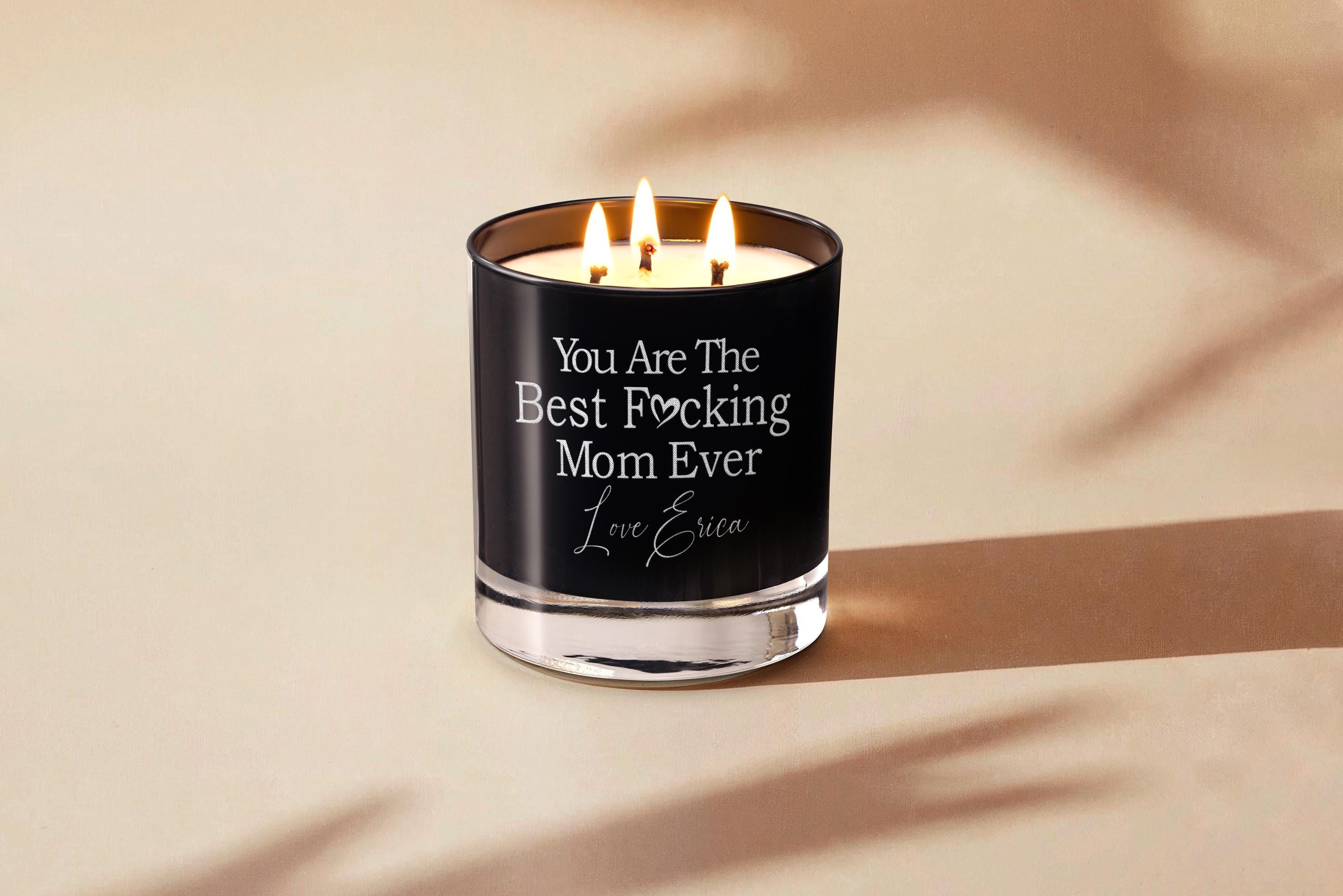 Best Mom Ever Custom Engraved Triple Wick Soy Candle - Birthday, Christmas Gift, Handmade from Daughter, Son, Kids, With Free Gift Box
