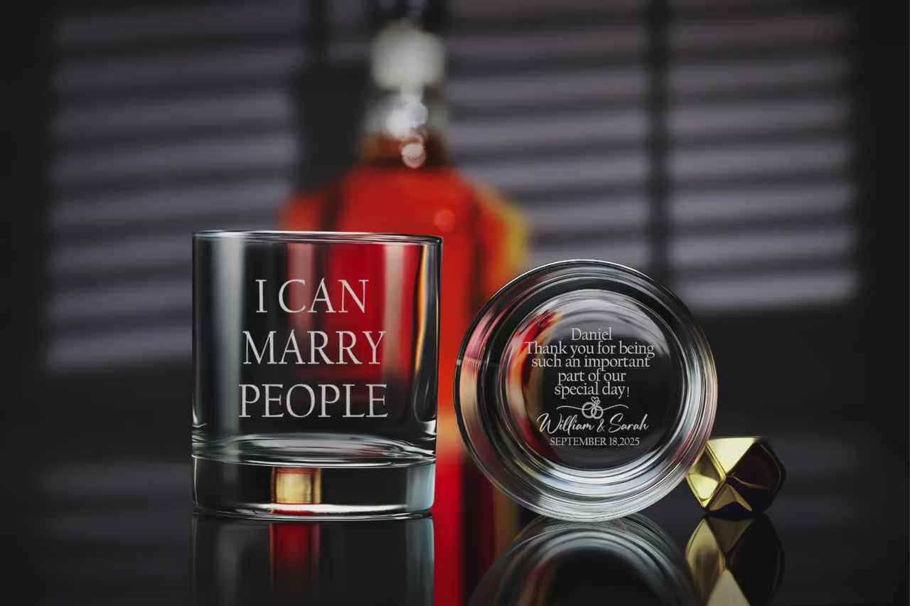 Personalized Whiskey Glass for Officiant – Custom Wedding Gift for Him or Her – Unique Ceremony Keepsake – Free Gift Box Included