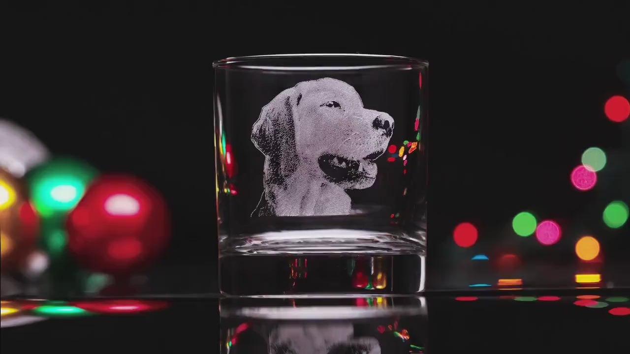 Custom Whiskey Glass With Dog Photo & Name Engraved - Unique Christmas Gift for Dog Owners, Includes Free Gift Box