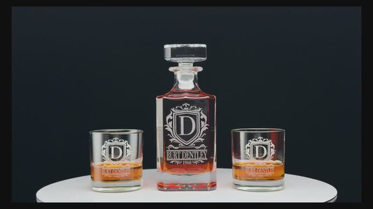 Groomsman Gift Whiskey Decanter Set - Personalized Drinking Gift - Best Present for Groomsmen, for dad, for husband, for him - Free Gift Box