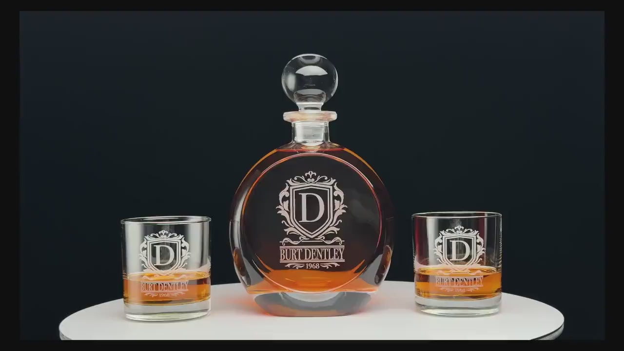 Personalized Whiskey Decanter Set with Premium Engraving Quality, Great Fathers Day Gift, Groomsmen Gift, Gift for Him with Free Gift Boxes.
