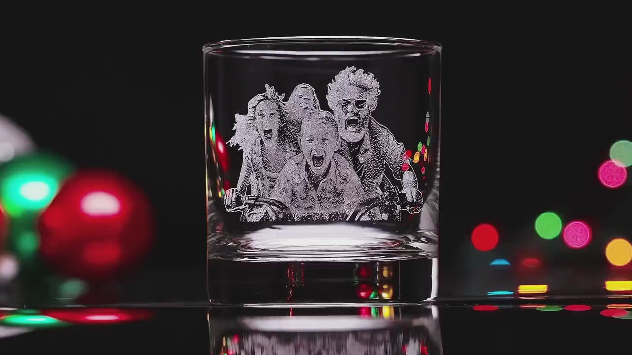 Custom Photo Engraved Whiskey Glass, Unique Holiday Gift for Dad or Husband, Perfect for Special Occasions with Free Gift Box