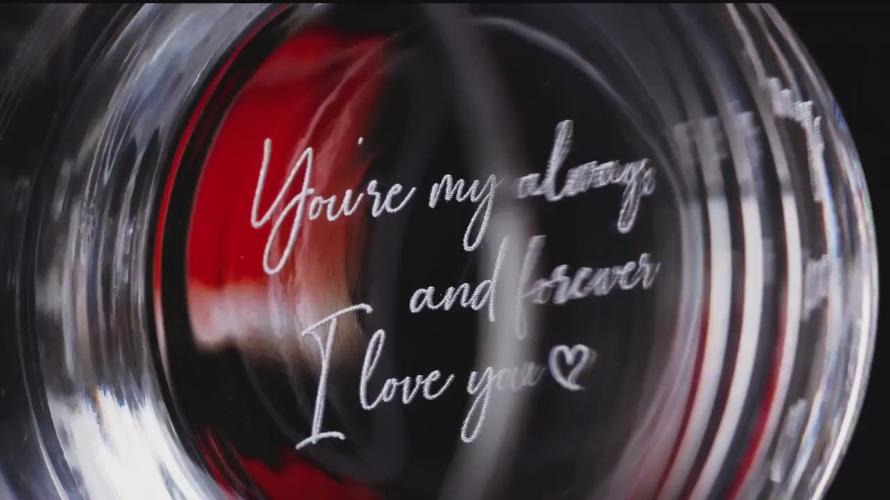 Custom Secret Message Crystal Whiskey Glass - Engrave Your Handwriting on Bottom Rock Glass, Heavy Base